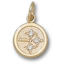 Pittsburgh Steelers Solid 10K Gold Circle Logo With Diamond Chips 3 8'' Pendant