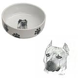 American Staffordshire Terrier Paw Print Bowl, Porcelain by Rosalinde (7 in. x 2.5 in. deep)