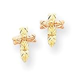 10k Tri-color Black Hills Gold Cross Post Earrings