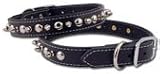 Omni Pet Leather Dog Collar - Black Spikes 20