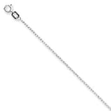 14K White Gold Carded Cable Rope Chain Necklace - 20 Inch - 0.95mm - Spring Ring - JewelryWeb