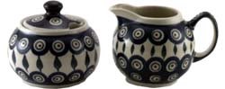 Polish Pottery Sugar Bowl and Creamer 694-56