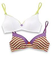 2 Pack Angel Cotton Rich Striped Non-Wired AA-C Bras