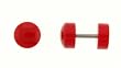 NEON RED ACRYLIC FAKE PLUG-16 GAUGE EAR WIRE - 7 MM IN DIAMETER - SOLD AS A PAIR
