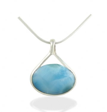 Classic Oval Larimar Pendant