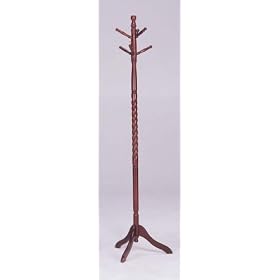 <b>Twist Style Cherry Finish Wood Swivel Coat Rack Stand / Hall Tree</b>