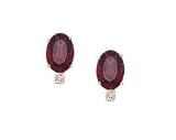 Oval Garnet Drop and Diamond Earrings