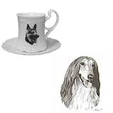 Afghan Hound Cup and Saucer, Porcelain by Rosalinde