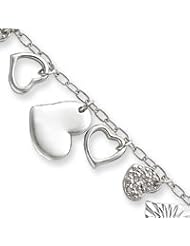 Sterling Silver CZ Heart Charm Bracelet QG1510-7"