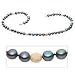 Black Coin shape Pearl with 14k Gold Pave cut bead Necklace
