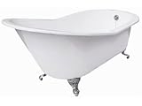 Cast Iron Clawfoot Tub - 67-inch Slipper with 7-inch Rim Faucet Drillings - Elizabethan Classics