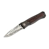Boker USA Leo Damascus II Knife with Aluminum Handle with Ziracote Wood Inlay