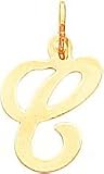 14K Gold Polished Fancy Initial Letter C Charm Pendant