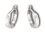 14kt White Gold Diamond Cut Huggie Hoop Earrings