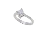 Sterling Silver Polished Princess Cut CZ Ring