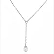 Clear Drop CZ Briolette Silver Y Necklace
