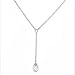 Clear Drop CZ Briolette Silver Y Necklace