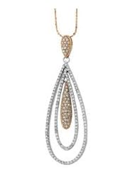 14K White Gold /Rose 1 1/6 Ct Tw 14Kw_14Kr Diamond Pendant