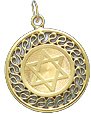 Star of David on Disc, 14K Gold Charm