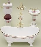 Dollhouse Miniature 6-Pc. Dresden Rose Bathroom Set