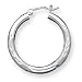 Sterling Silver 3.00mm Satin Diamond-Cut Hoop Earrings