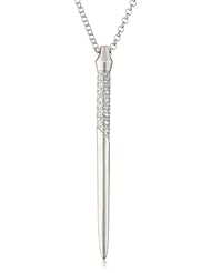 Sam Edelman Elongated Pave Rhodium Pendant Necklace, 18"