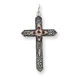 Sterling Silver Pittsburgh Pirates Large Disc Satin P Pendant with 20 inch Sterling Silver Chain