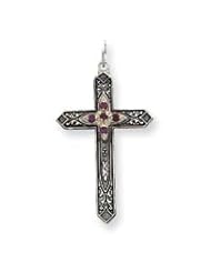 Sterling Silver Synthetic February Birthstone Cross Charm QC4329"
