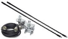 3' Top Loaded Dual CB Antenna with Mirror Mounts & Cable - 750 Watt x 2 Black