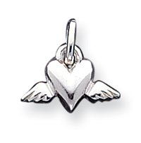 Sterling Silver Heart w/Wings Charm