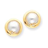 14k 10-10.5mm Cultured Mabe Pearl & Diamond Earrings - XMP93