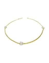 14K Yellow Gold Snake Anklet Bracelet 10, with White Gold Heart Design Stations Set with Diamonds