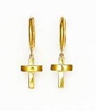14k Yellow Drop Cross Hinged Earrings