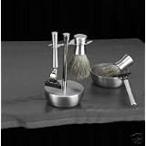 Shaving Shave Set Mach 3 Razor Badger Brush w/Stand on Soap Dish