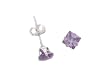 Sterling Silver 4mm Princess-Cut CZ Fashion Birthstone Earring in 4 Prong Setting, February
