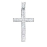 2 Carat Diamond 14K White Gold Mens Micropave Cross Pendant/Necklace