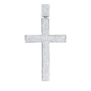 2 Carat Diamond 14K White Gold Mens Micropave Cross Pendant/Necklace