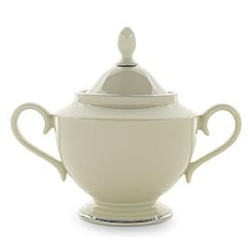 Lenox Maywood Platinum Banded Ivory China Sugar Bowl by Lenox
