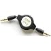 Retractable 3.5mm Aux Auxiliary Cord for iPod, Mp3 Players, Cell Phones, PDA's or any device with a standard 3.5 mm headphone jack ~ Black ~