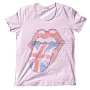 Rock Style Tシャツ きめ細やかなクラッシュエフェクト ストーンズ ロゴ デザイン ＵネックＴシャツ uk tongue