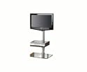 VCM Torino LCD-Standfu&szlig; mit Zwischenboden Aluminium / Mattglas