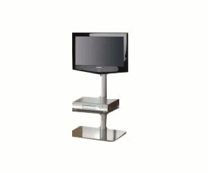 VCM Torino LCD-Standfuß mit Zwischenboden Aluminium / Mattglas