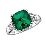 10kt. White Gold, Lab Created Green Garnet & Diamond Ring