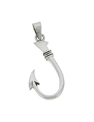 Fish Hook Pendant Barbed Fishing Sterling Silver
