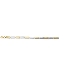 CleverEves 14K Gold Two-Tone Diamond-Cut Greek Key Bracelet