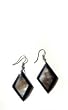White Mother of Pearl Shell inlaid Diamond Black Resin Earrings P22-E