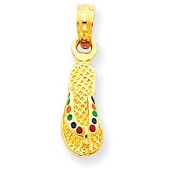 14k Gold Rainbow Enameled Flip Flop Pendant