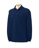 Image of Gildan Men's Long Sleeve Pique Polo Shirt - NAVY - Medium