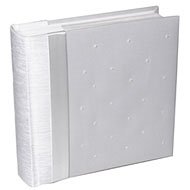 White Silk Wedding Book with Pearls, 200 Pocket Photo Album