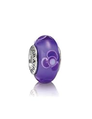 Pandora Silver Flowers For You Purple Murano